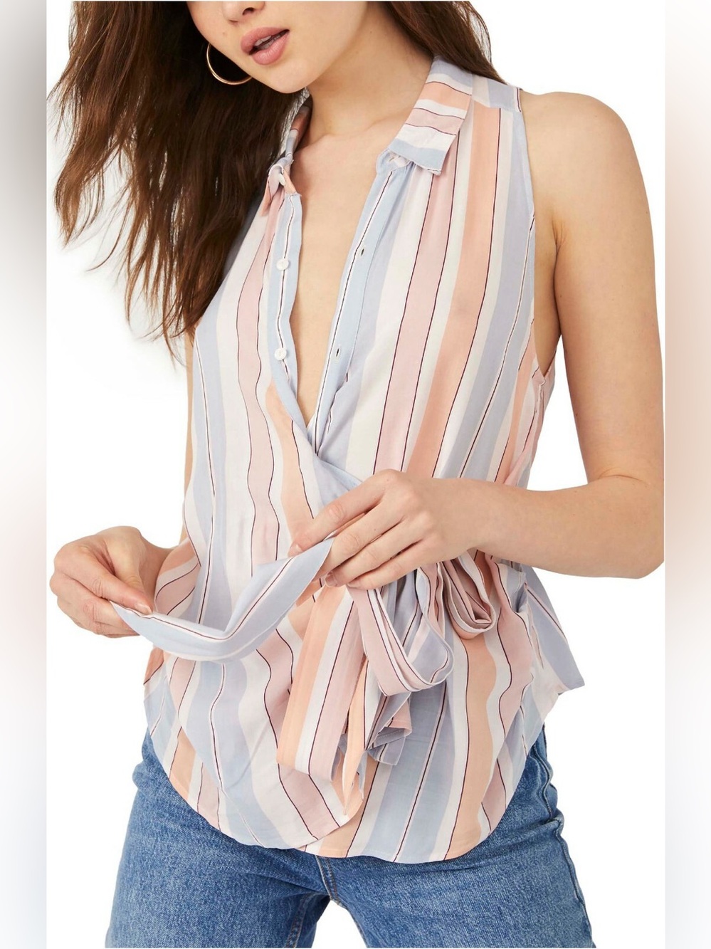 Free People Mackenzie Wrap Top- Ivory Combo